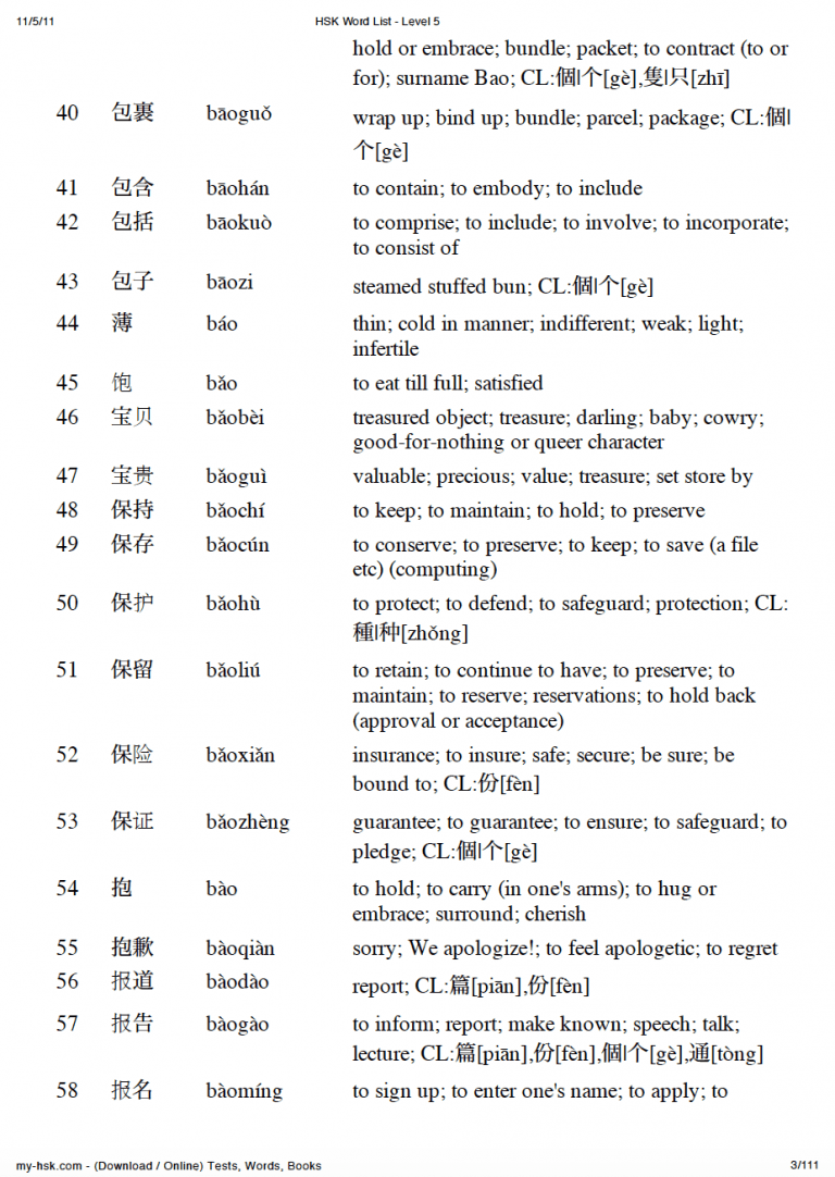 hsk 9 vocabulary list pdf